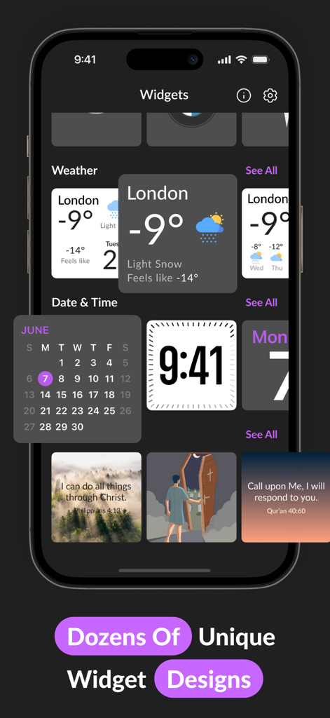 Car Widgets: Style Dashboard - Una interfaz de aplicación móvil que muestra varios widgets personalizables, incluyendo el tiempo, la fecha y la hora para salpicaderos de coches.