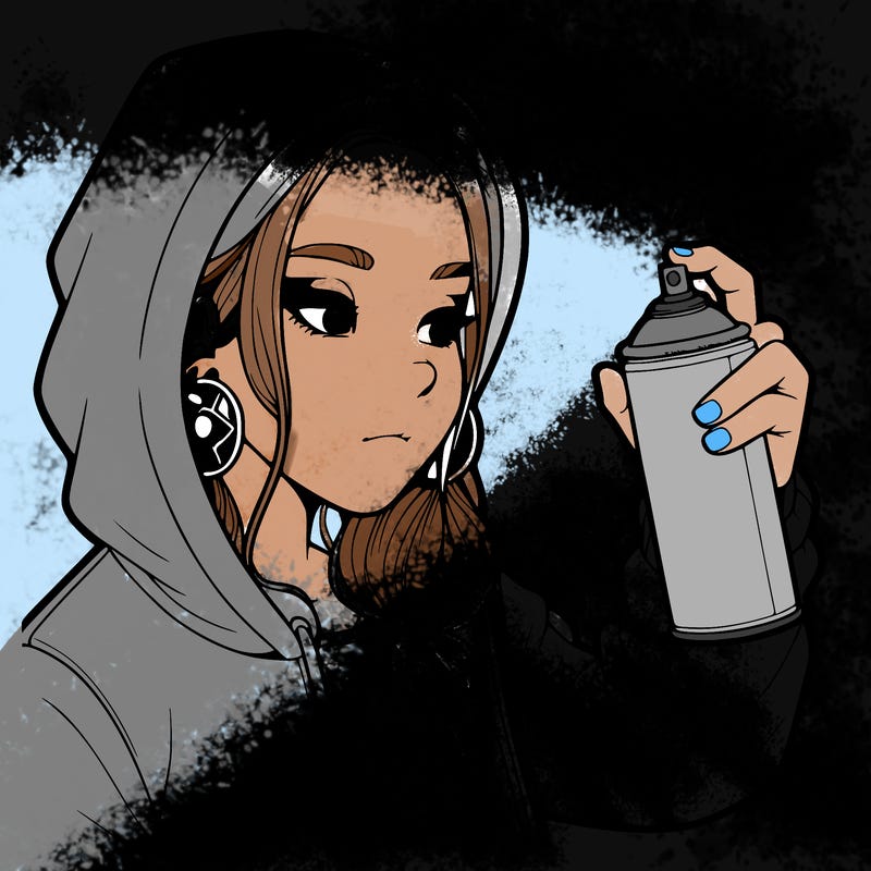 a realistic girl, spray painting