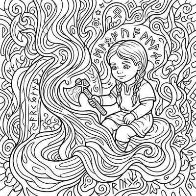 Dive into a world where ancient legends meet mind-bending patterns with this unique Viking child coloring page. Perfect for adventurers of all ages, it offers a captivating blend of history and fantasy.