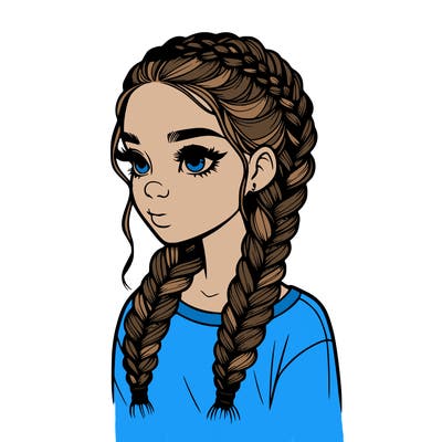 realistic girl with braids