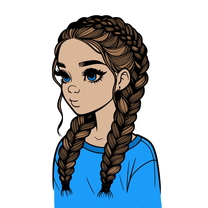 realistic girl with braids