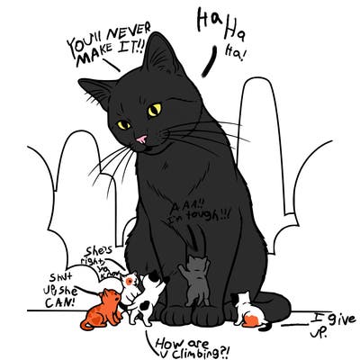 giant cat and kittens.