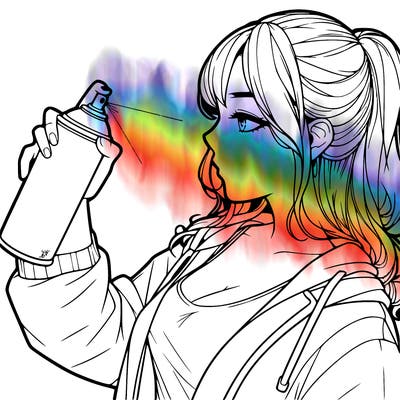 a realistic girl spray, painting