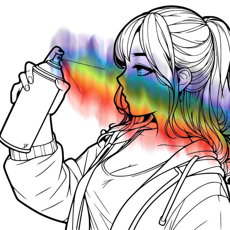 a realistic girl spray, painting