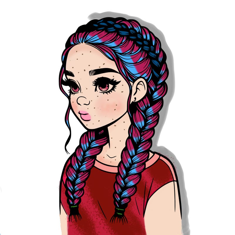 realistic girl with braids
