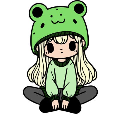 a girl wearing a frog hat and some frog socks