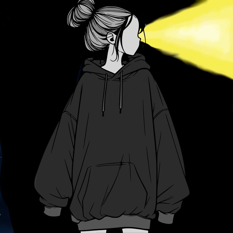 realistic girl with a oversized sweatshirt on and a bun