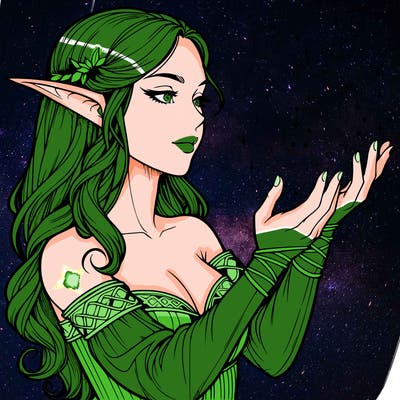 realistic elf girl doing magic