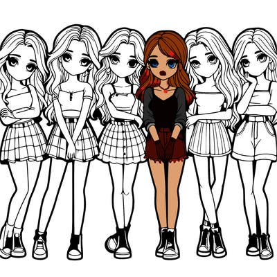 a group of girls realistic