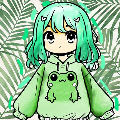 girl wearing frogging sweatshirt