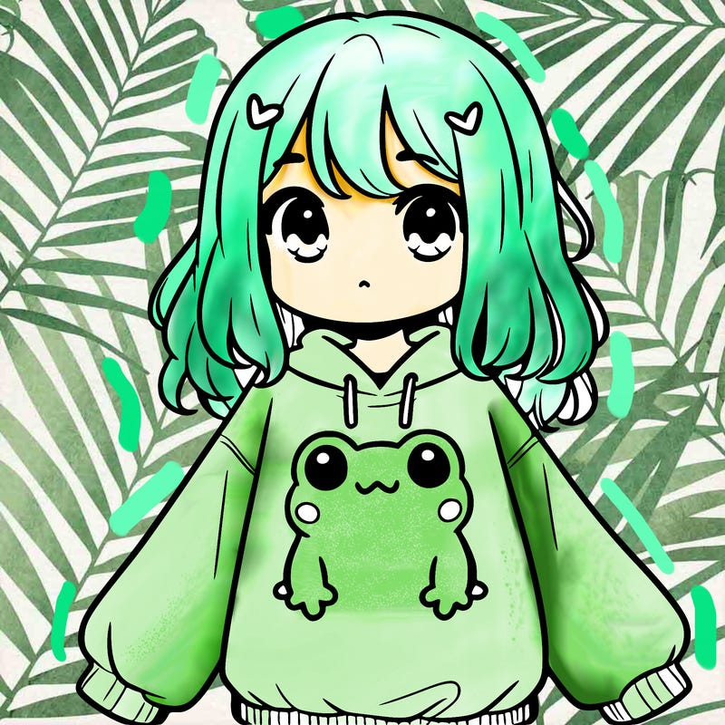 girl wearing frogging sweatshirt