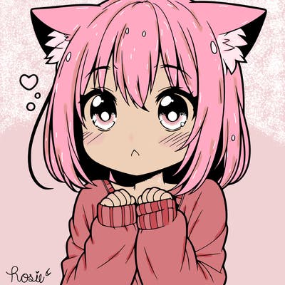 shy anime catgirl