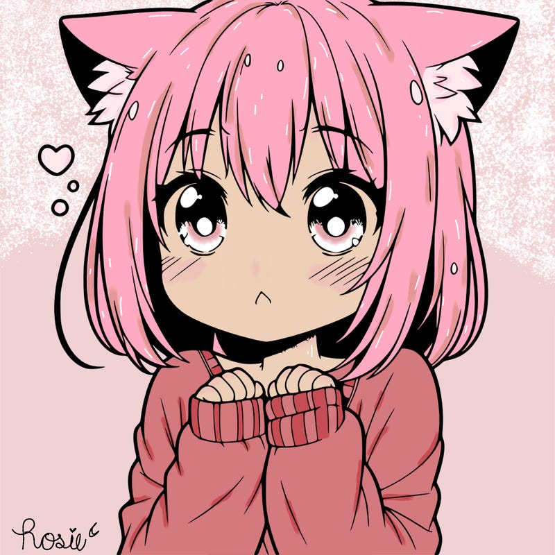 shy anime catgirl