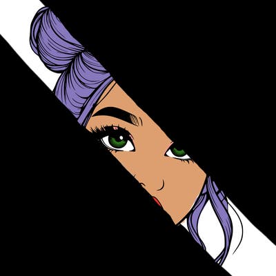 realistic girl with two buns on her hair and lips