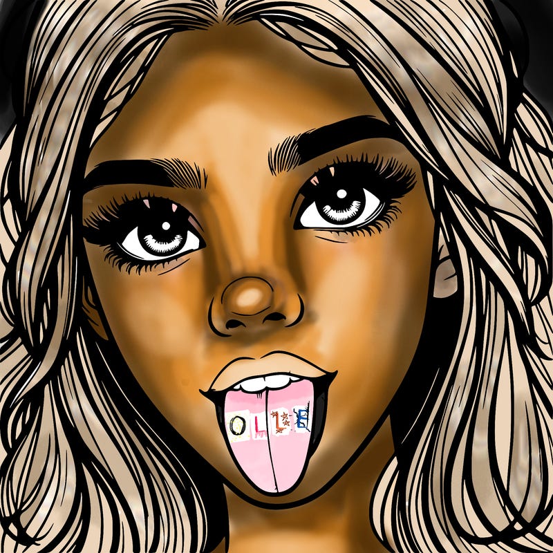 realistic girl with her tongue out