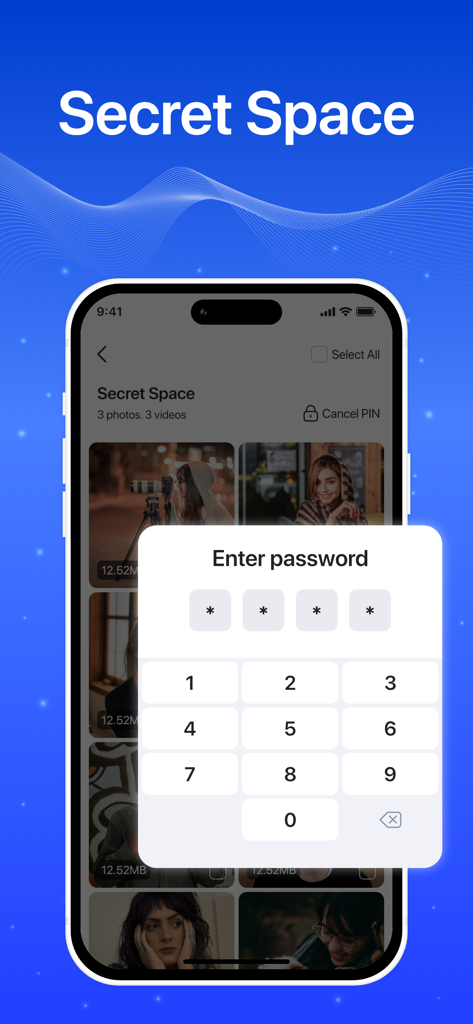 Cleanify: Purge Lite - Secret Space feature with password protection for private photos in Cleanify app
