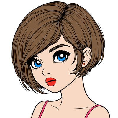 realistic girl with really short hair