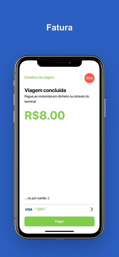 Pantalla de smartphone que muestra una factura de pago de viaje en taxi en la aplicación Livre