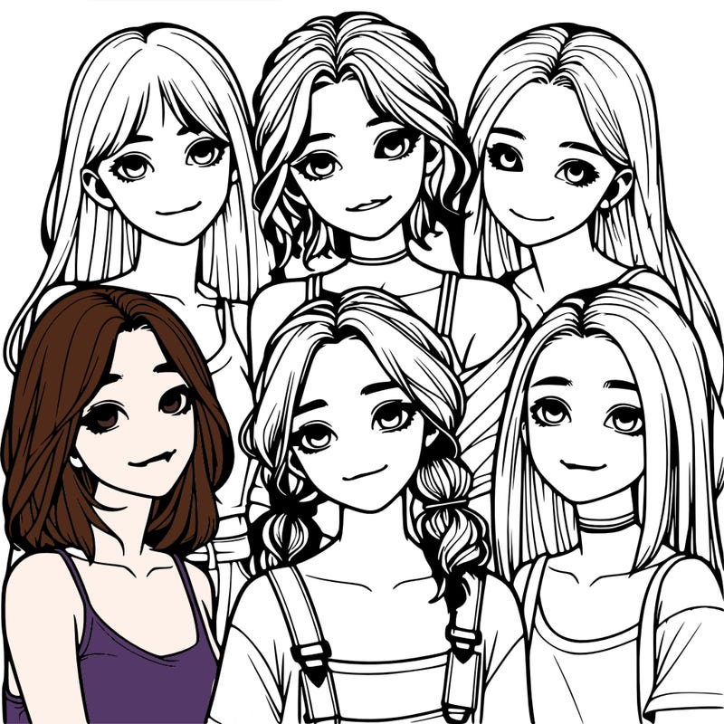 a group of girls realistic