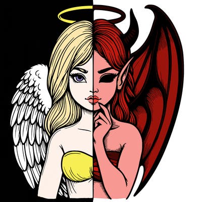 realistic angel half demon