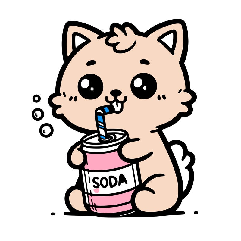 cute cat drinking soda