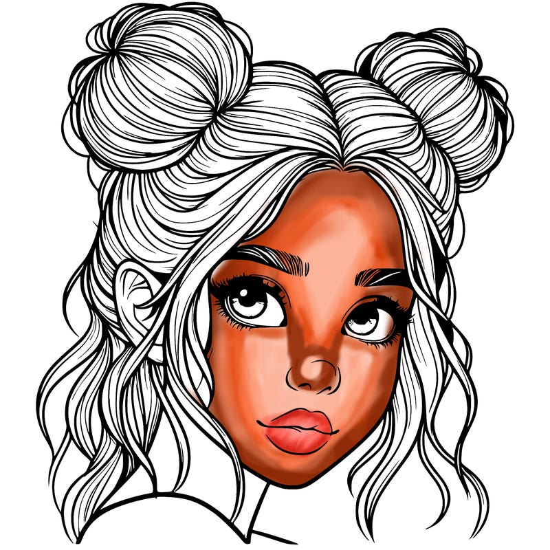 realistic girl with hair buns on her head