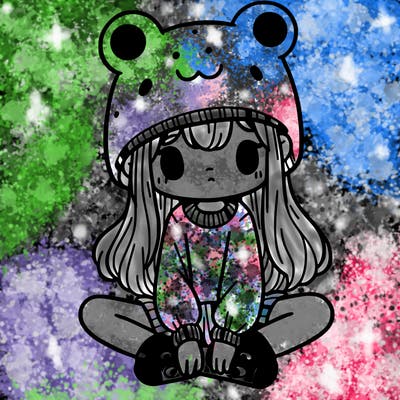 a girl wearing a frog hat and some frog socks