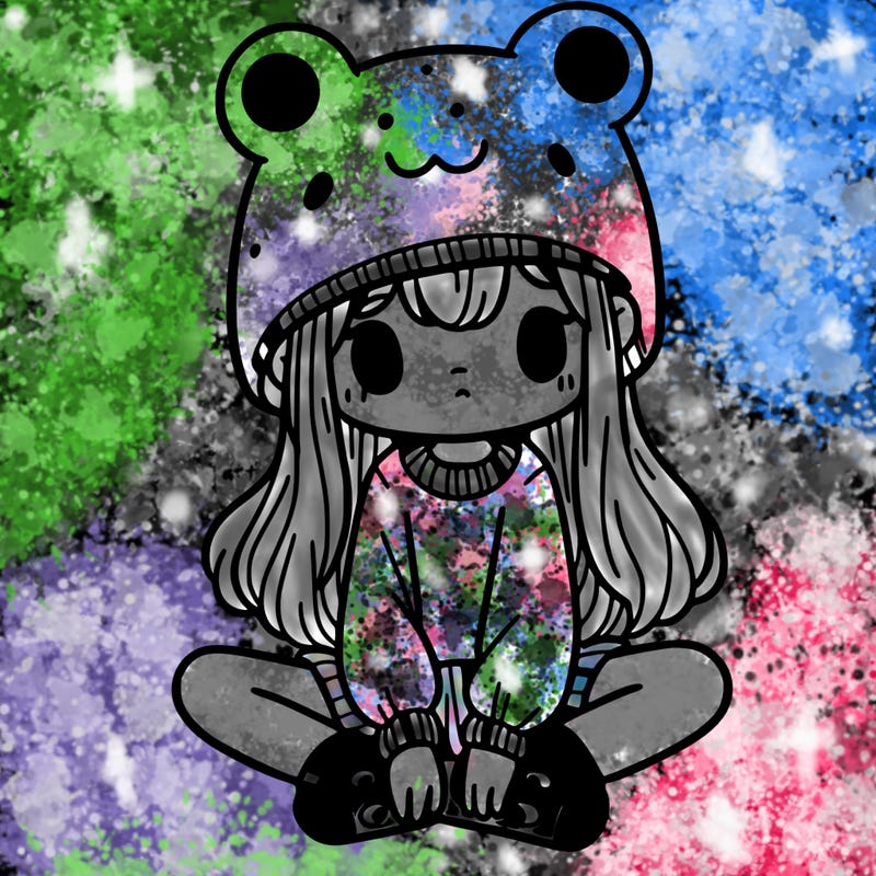 a girl wearing a frog hat and some frog socks