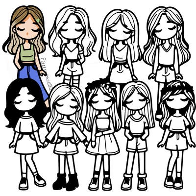 a group girls with their eyes closed full body