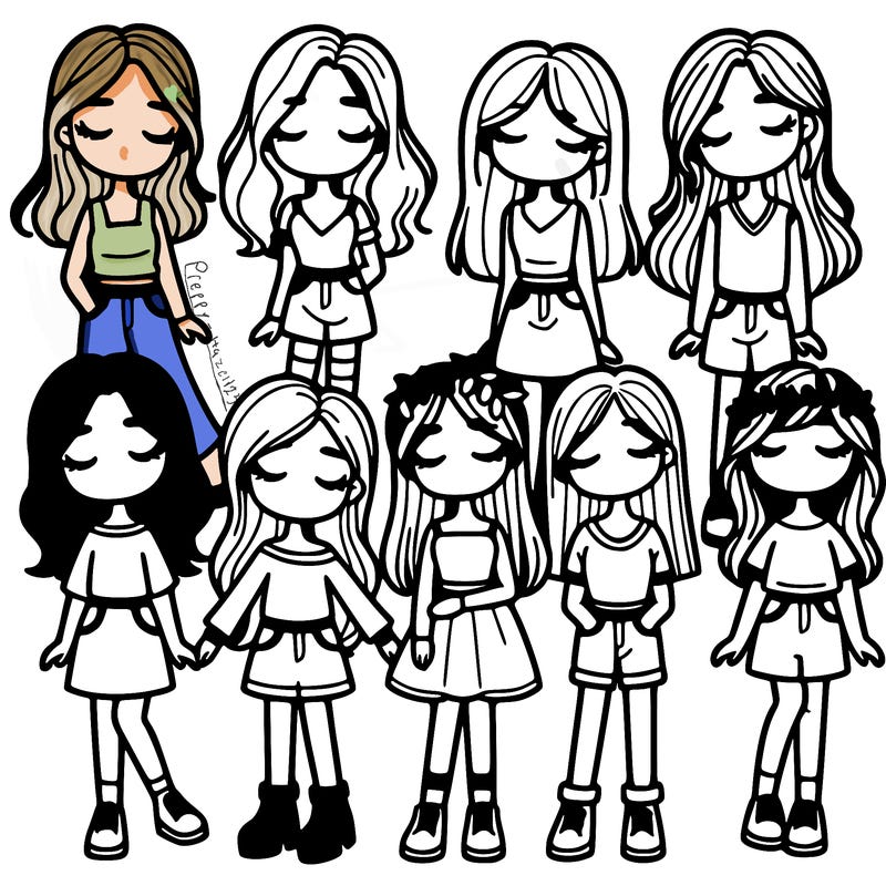 a group girls with their eyes closed full body