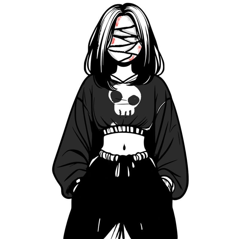 realistic girl faceless with baggy pants and a crop top