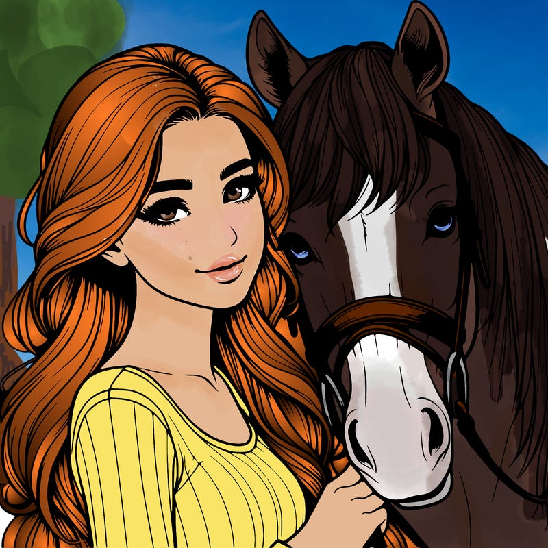 realistic girl with horse