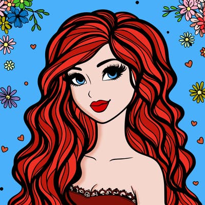 pretty woman with long wavy hair