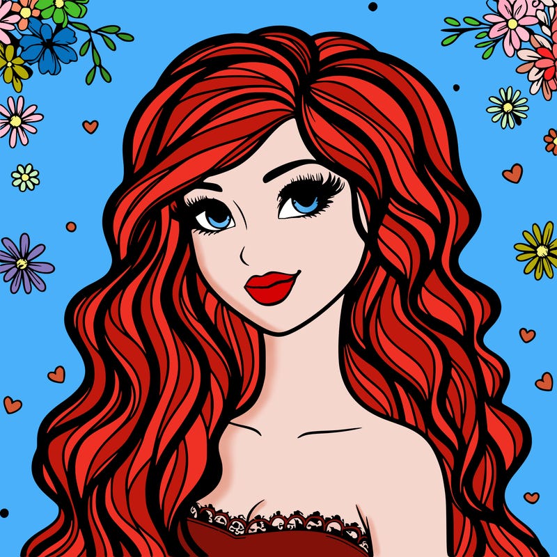 pretty woman with long wavy hair