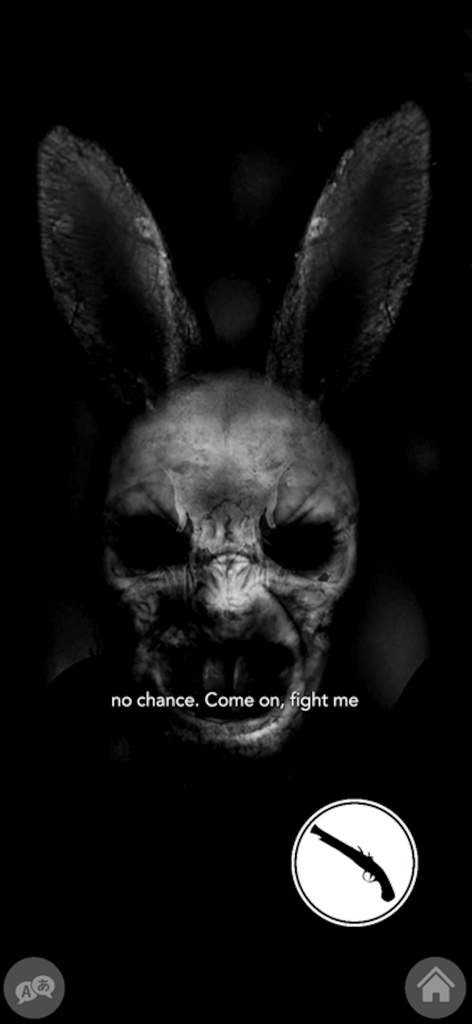 Mariam Game - A scary rabbit faced creature in the action mode of Mariam Game psychological horror app