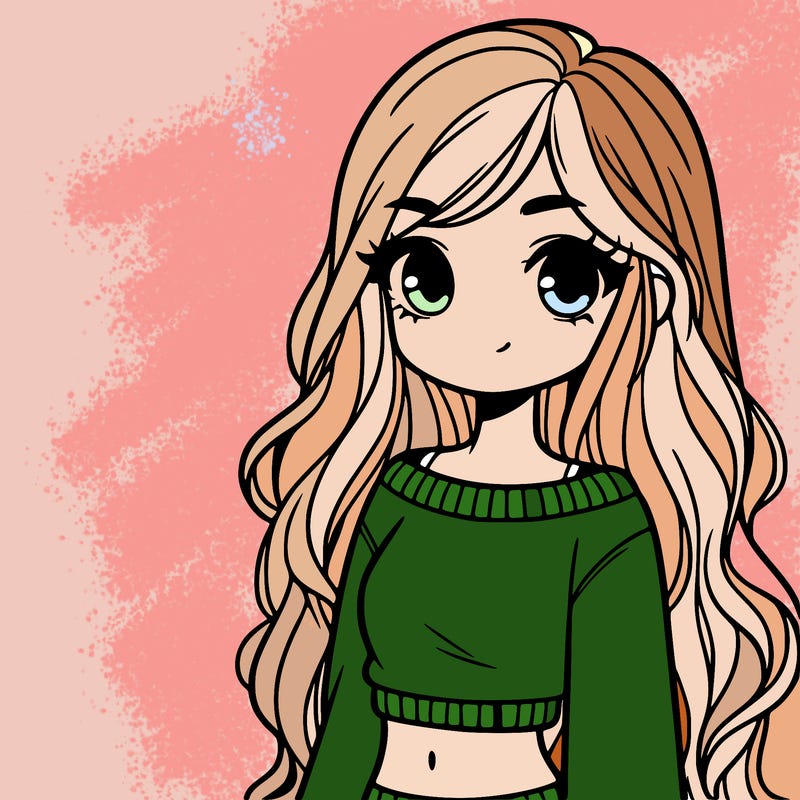 girl with long hair and a crop top with a sweater