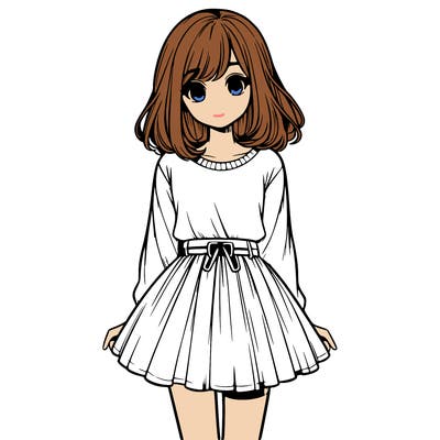 realistic girl with a skirt on