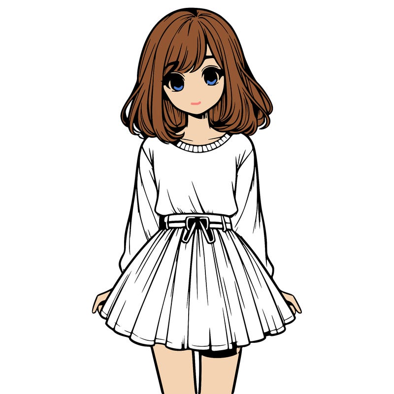 realistic girl with a skirt on