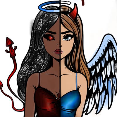 devil vs angel realistic girl