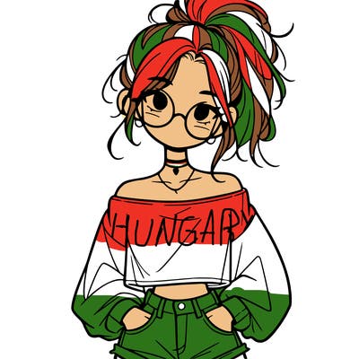 girl with a messy ponytail glasses a baggy crop top and jean shorts