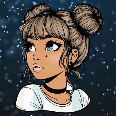 realistic girl with spacebuns