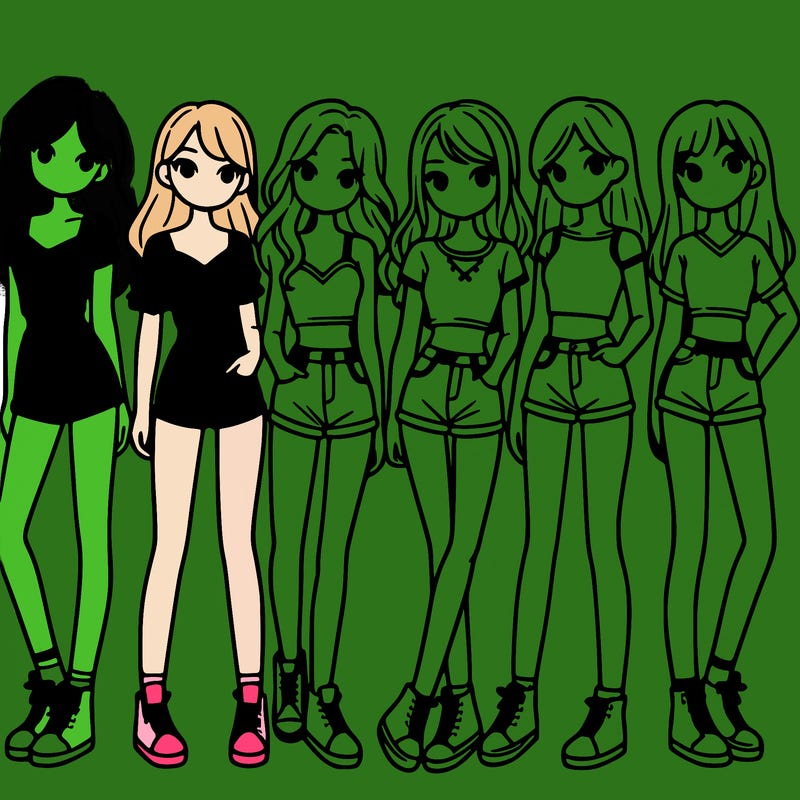 a group of girls wearing crop tops and shorts