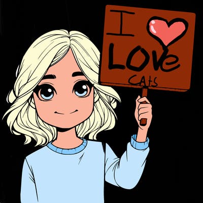 realistic girl holding up a sign