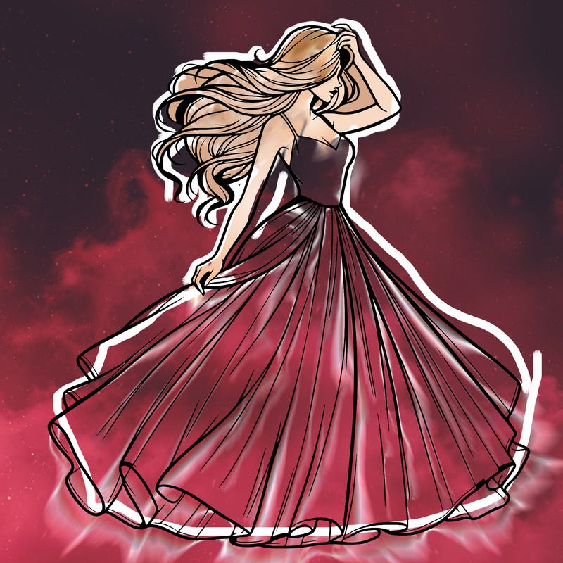 realistic woman with dress flowing in the wind