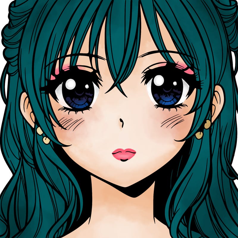 beautiful manga girl with eyes, nose, lips