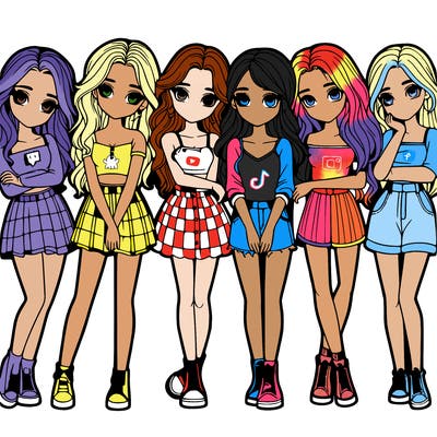 a group of girls realistic