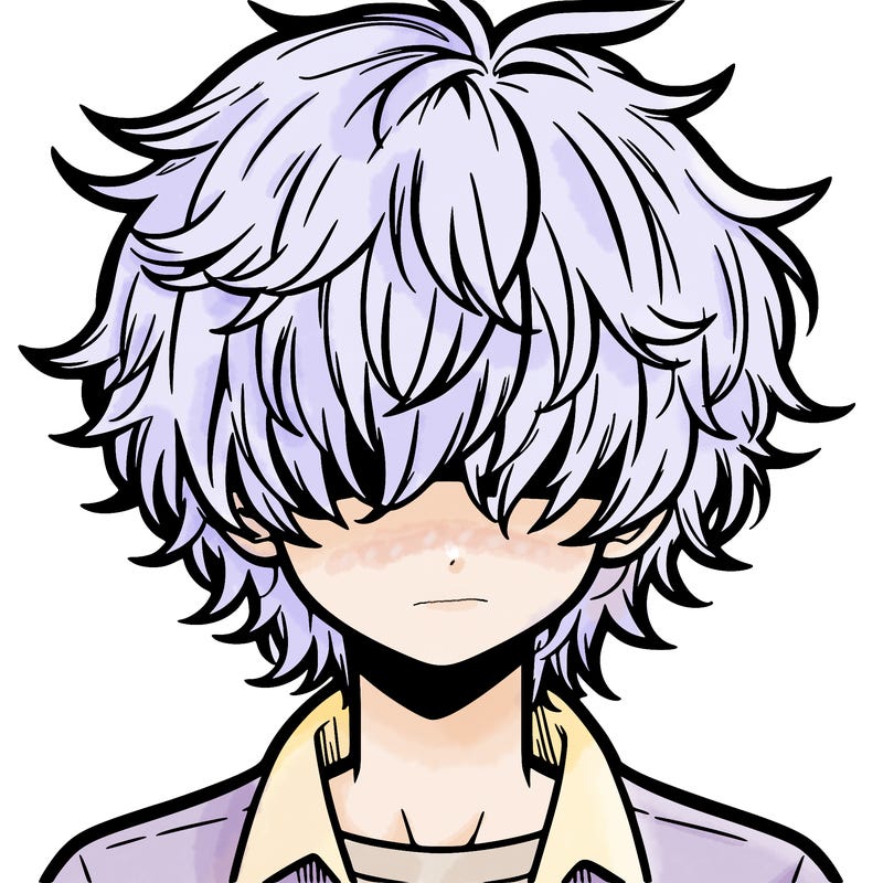 manga boy fluffy hair covering his eyes