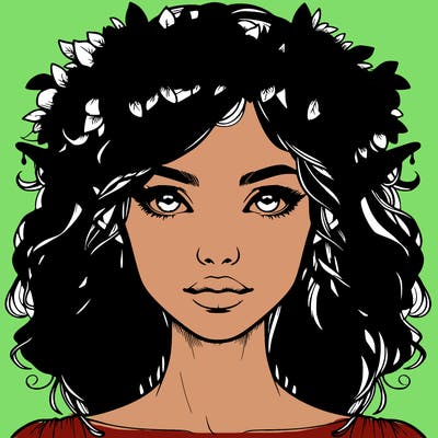 realistic female elf with flower crown