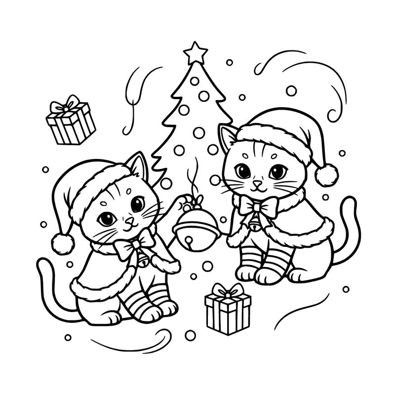twin kittens wearing christmas  outfits