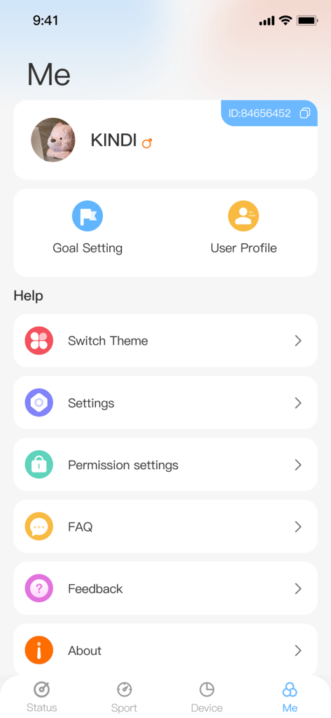 STF Watch app user profile screen featuring goal settings and app preferences